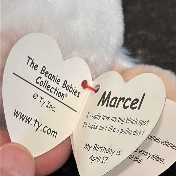 TY Beanie Baby 7” MARCEL French Bulldog Plush Stuffed Animal Toy MWMT Heart Tags - Picture 8 of 10